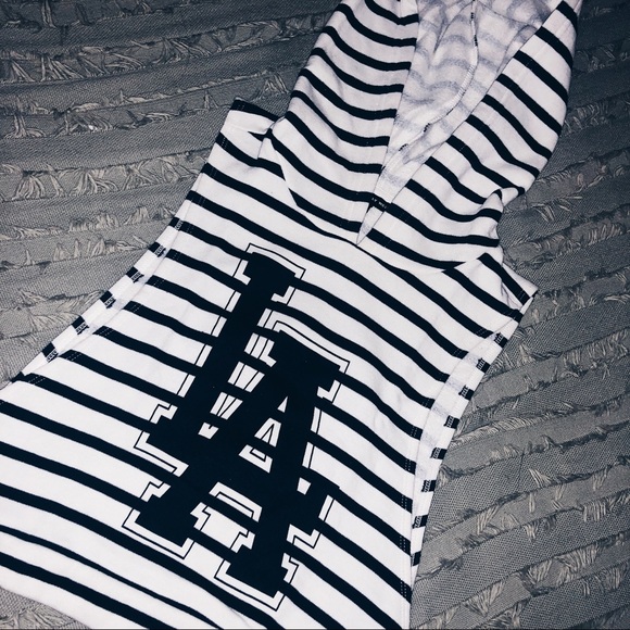 Stripped “LA” Top with Hoodie (Pink Woman) - Picture 1 of 4